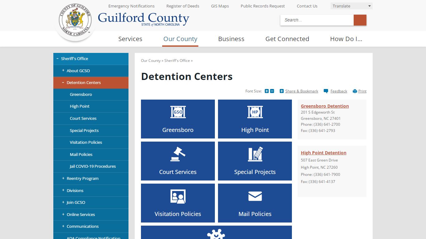 Detention Centers - Guilford County, NC